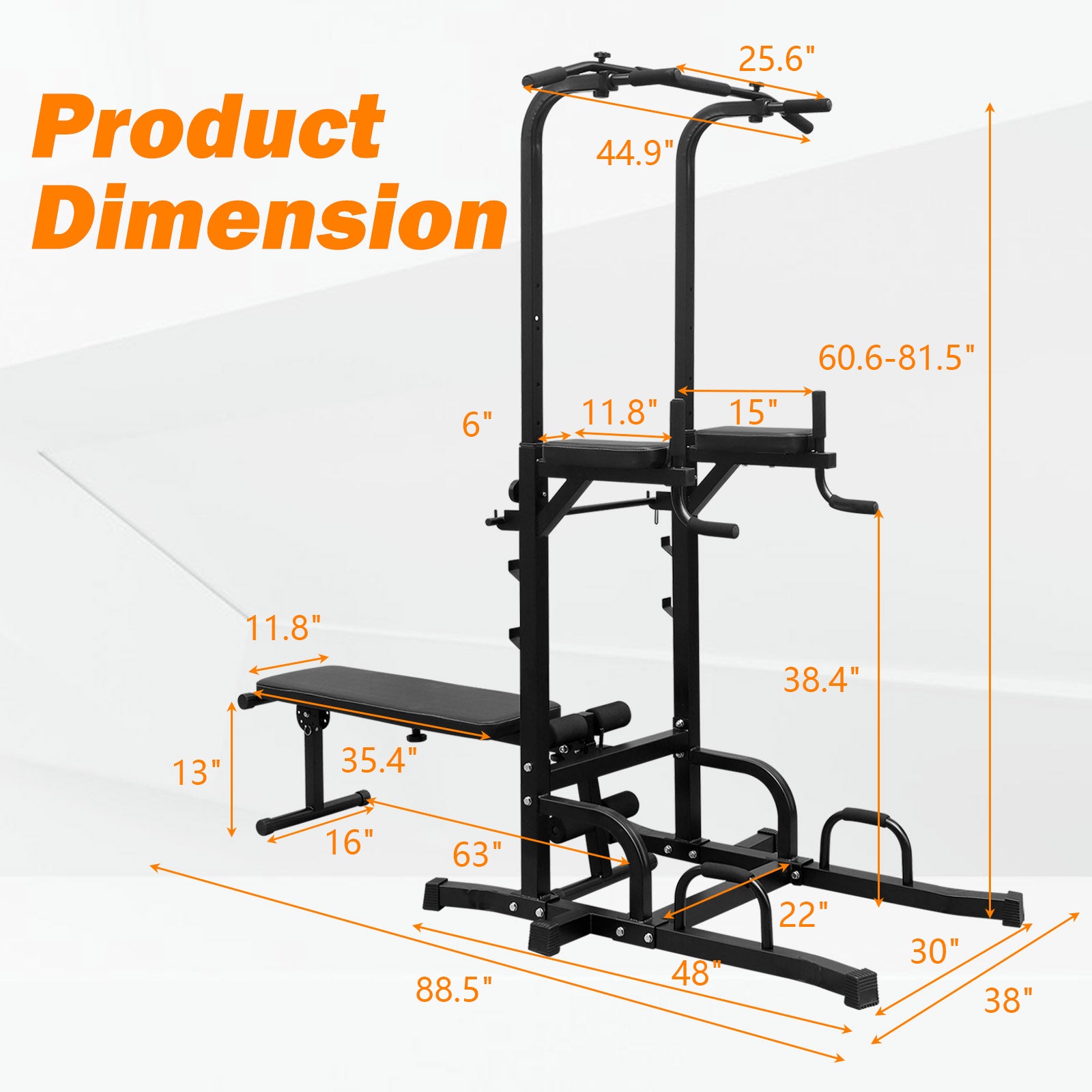 Power Tower With Bench Pull Up Bar Dip Station