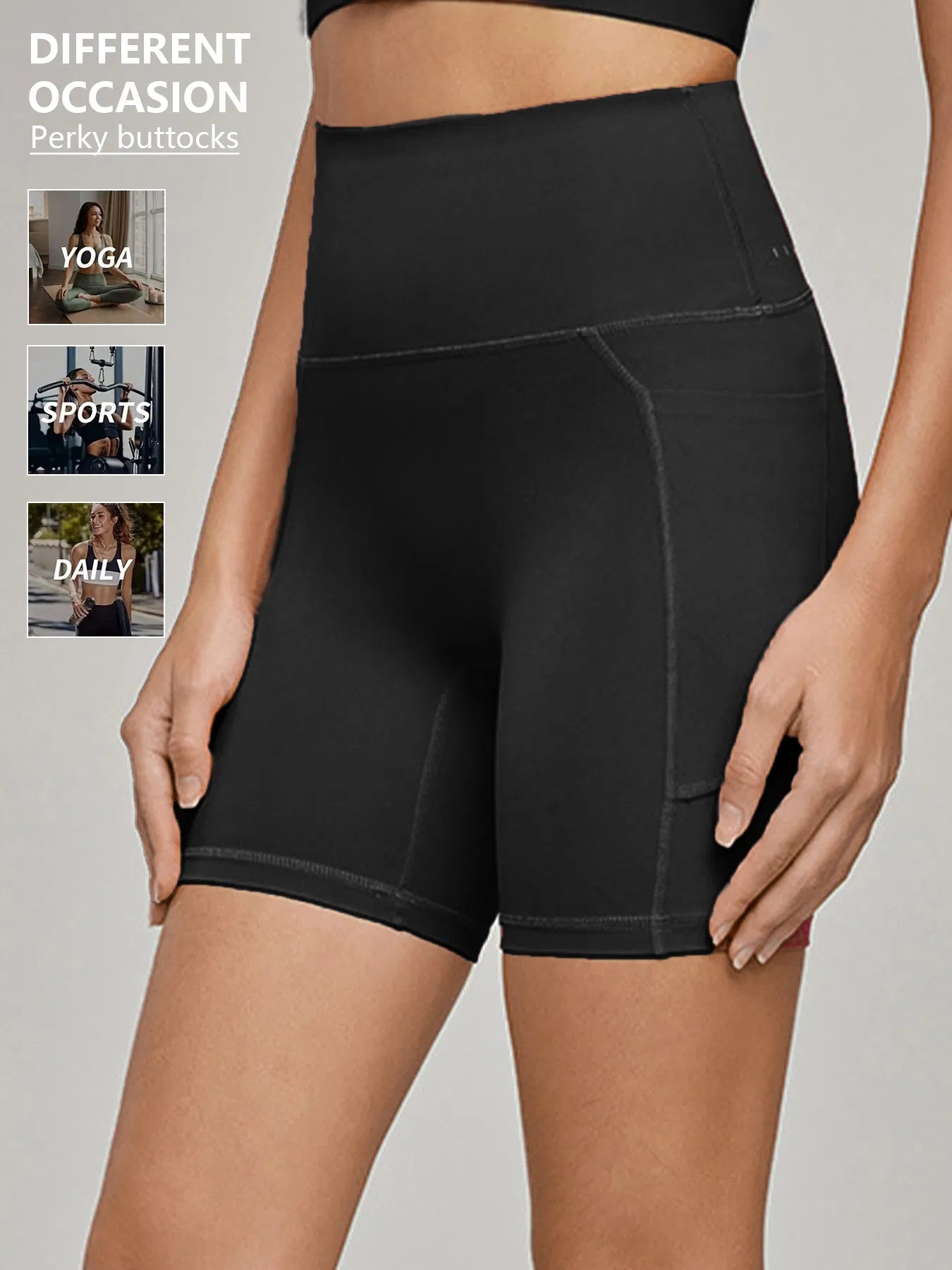Plus Size Yoga Biker Shorts With Pockets