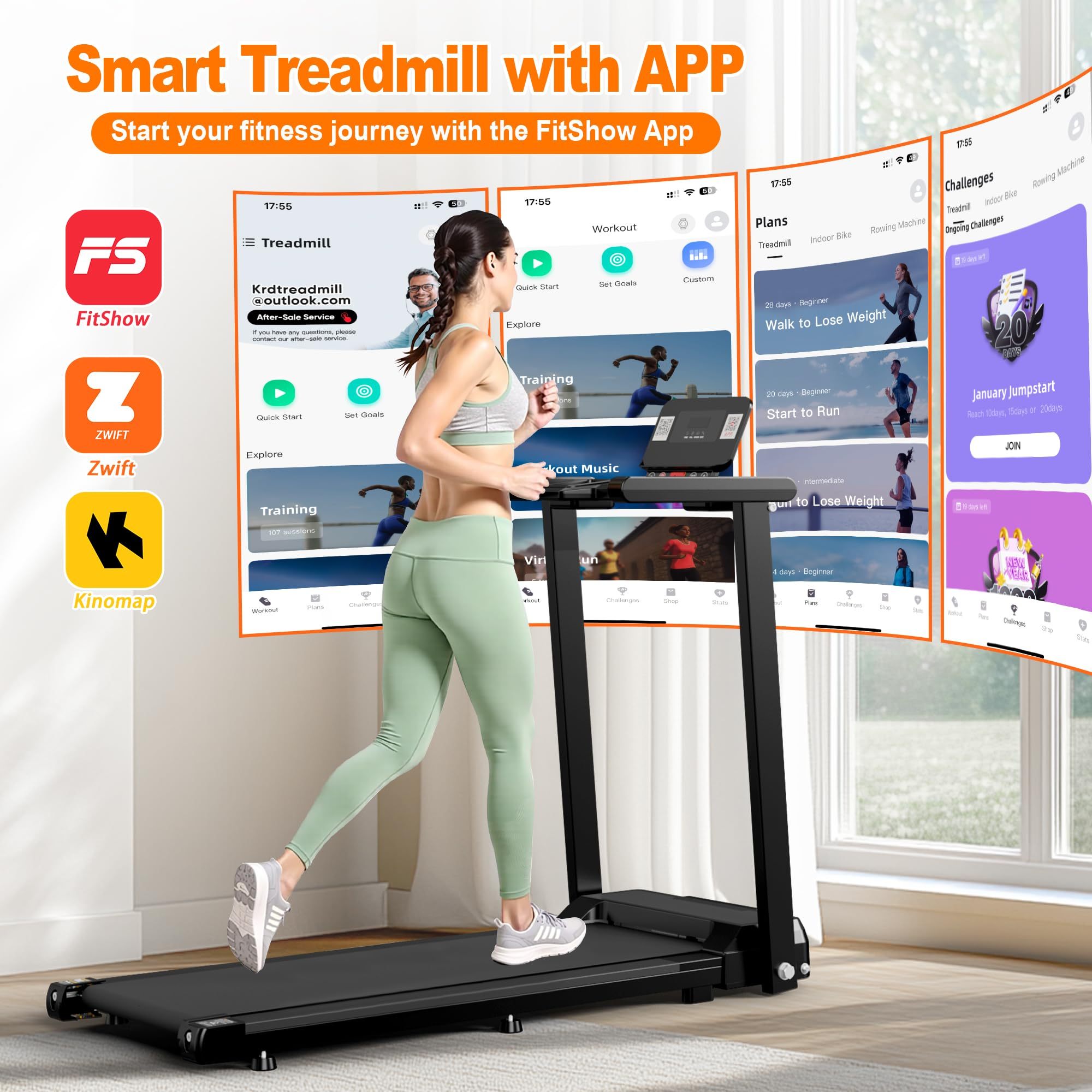 Quiet Folding Treadmill LED Display