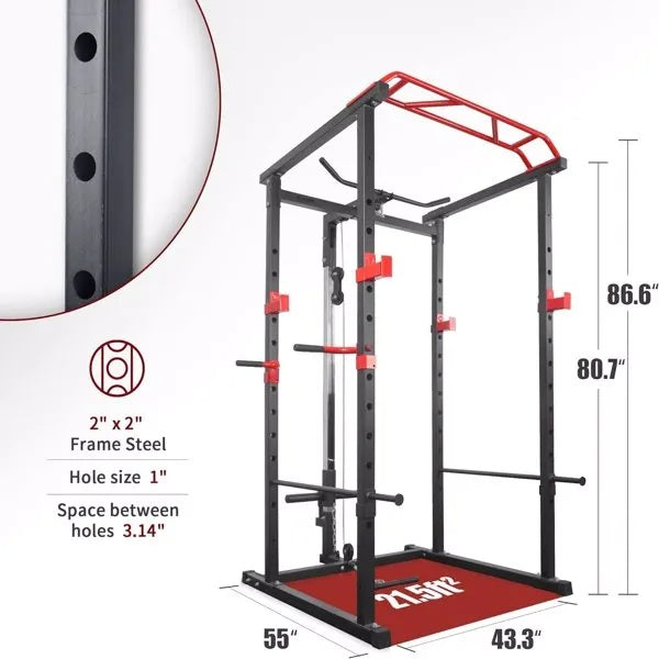 Multi-functional Power Cage,Home Adjustable Pullup Squat Rack