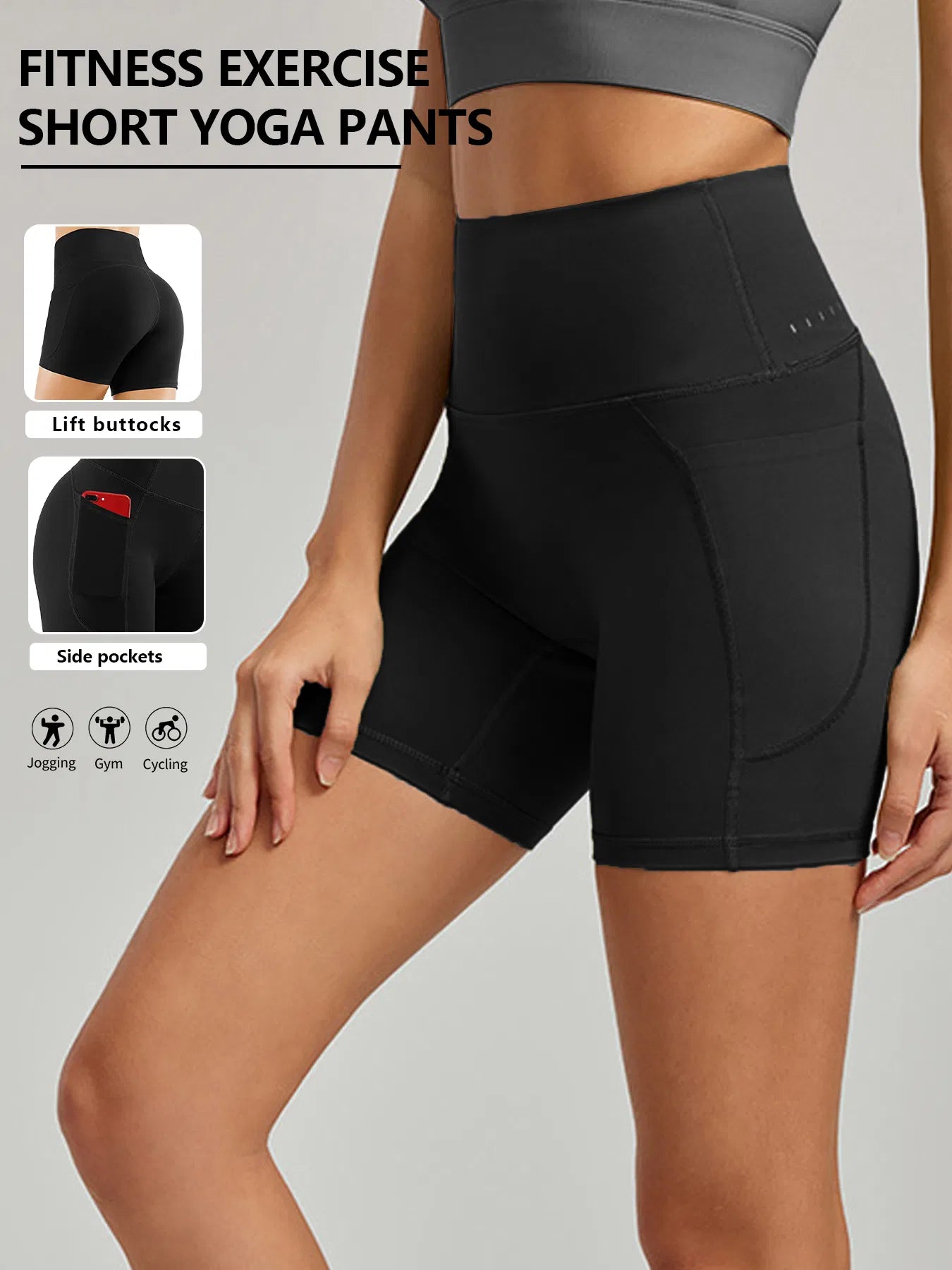Plus Size Yoga Biker Shorts With Pockets