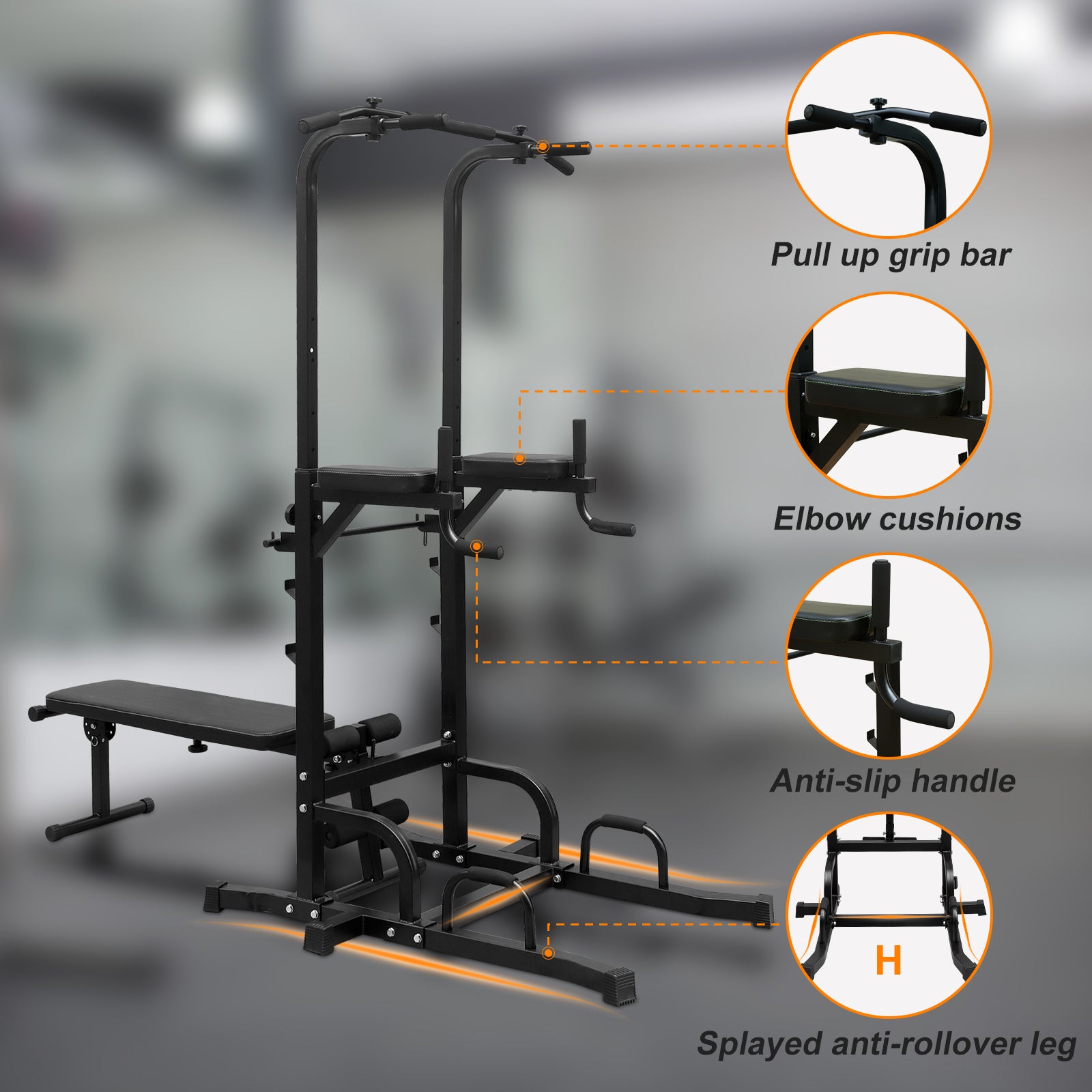 Power Tower With Bench Pull Up Bar Dip Station